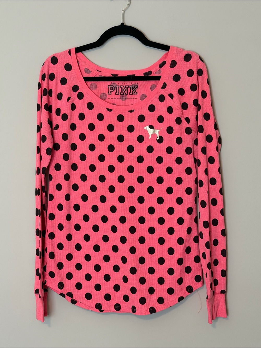 Victoria’s Secret PINK Polka Dot Thermal Long Sleeve Sleep Shirt Large